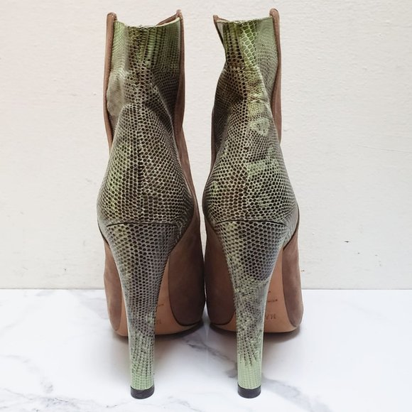 Malone Souliers 'Madleen' Suede/Lizard High Heel Bootie - Picture 4 of 15